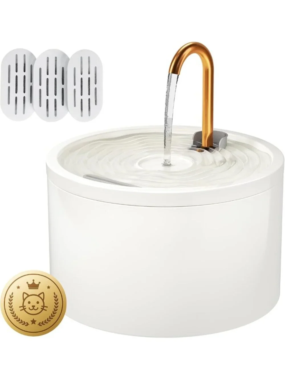 Ceramic Cat Water Fountain with Copper Spout - Stylish Pet Hydration Station